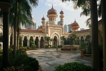 Wall Mural - Stunning Sunrise View of Wilayah Persekutuan Mosque.