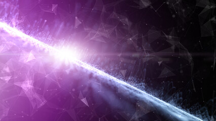 Wall Mural - digital futuristic lines, dots and triangle shapes cyberspace network illustration background.