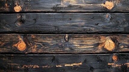 Wall Mural - Dark Wooden Planks with Natural Knots and Textures