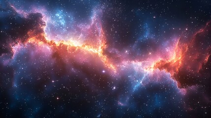 Cosmic Nebula Stellar clouds, glowing gas, distant stars, background space, science education