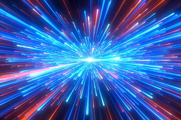 Wall Mural - abstract background in blue and red neon glow colors. speed of light in galaxy. explosion in univers