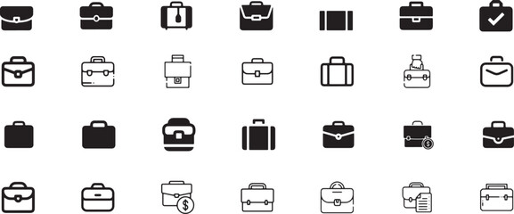 brifcase icon set, briefcase, business, bag, office, work, illustration, design, vector, background,