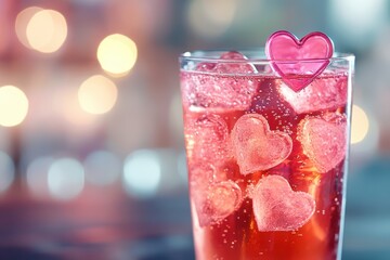 Wall Mural - A pink drink topped with a heart, perfect for celebrating love on Valentine's Day.