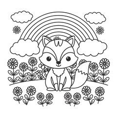 Wall Mural - cute cat coloring page design for kids