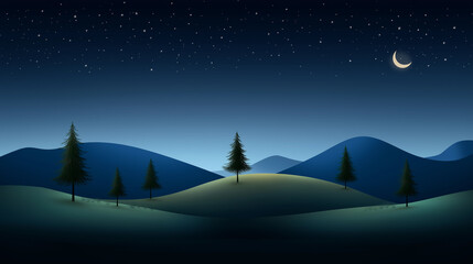 Wall Mural - mountain range with a tree in the foreground. minimalistic background.