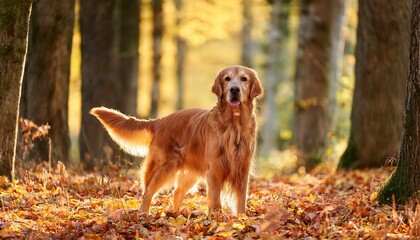 Wall Mural - dog in autumn forest