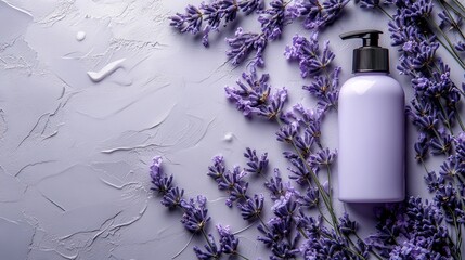 Poster - Lavender Essence Bottle Surrounded by Fresh Lavender Flowers