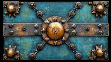 Detailed vintage metal door with intricate designs