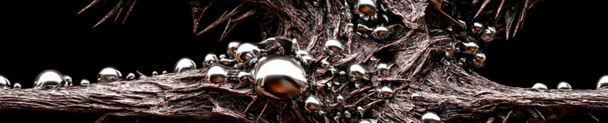Wall Mural - abstract metallic structure displaying unique shapes and textures in a dark environment