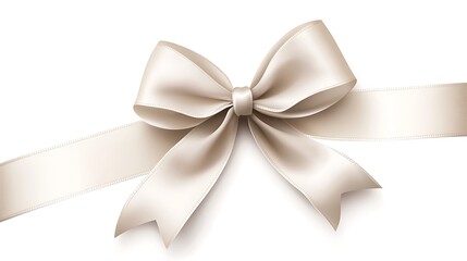 Silk ribbon bow isolated on white for gift, card, invitation, or present wrapping