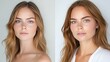 © Christian Bunge - A comparison highlighting light, natural makeup designed to enhance features subtly, with a focus on fresh, dewy skin and soft, rosy tones, 16:9