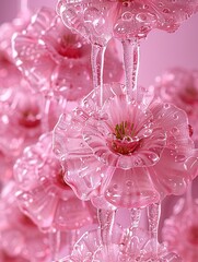 Canvas Print - pink flower with drops