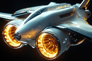 Wall Mural - a scale model of a space shuttle with bright yellow lights, suitable for illustration or design
