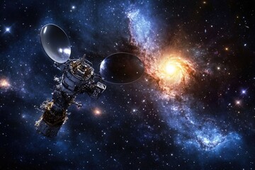 Wall Mural - an artistic representation of a satellite floating in space