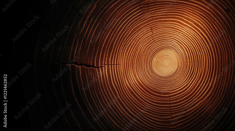 Dark Brown Wooden Cross Section Showing Concentric Growth Rings Texture ...