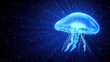 © Thanawat_Suesoypan - Glowing Blue Jellyfish in Dark Cosmic Space Pixel Art