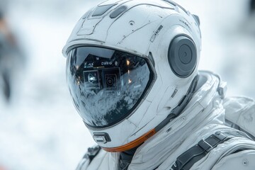 Wall Mural - astronaut taking photos in space with a camera, useful for sci-fi or futuristic themes