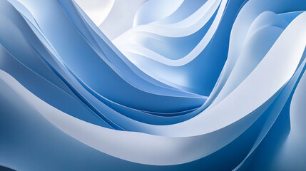 Fototapete - Abstract blue and white flowing waves with smooth gradients and curving shapes