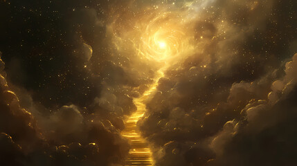 Canvas Print - golden path extends sky
