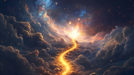 Canvas Print - golden path extends sky