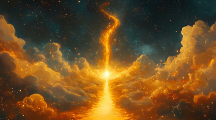 Canvas Print - golden path extends sky