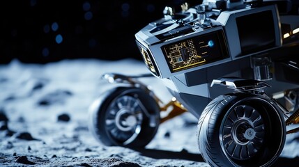 Wall Mural - astronaut's lunar module on the moon's surface, great for space exploration or sci-fi themes