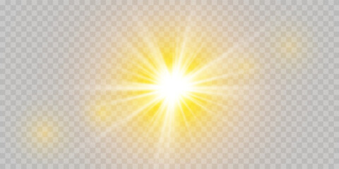 Wall Mural - light vector with sun glare. sun, sunrays, and glare. gold flare and glare. png