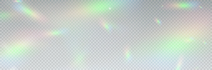 Wall Mural - colourful vector lens, crystal rainbow light and flare transparent effects. overlay for backgrounds.
