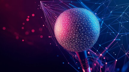 Wall Mural - abstract background with sphere and lines golf course