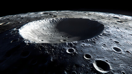 Wall Mural - futuristic moon base amidst craters and a distant celestial body. heavenly harbor. illustration