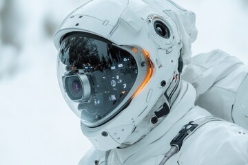 Wall Mural - astronaut taking photos in a spacesuit, great for sci-fi or space-related concepts