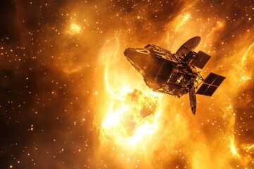 Wall Mural - a space shuttle soaring through the night sky filled with stars, perfect for use in astronomy or sci