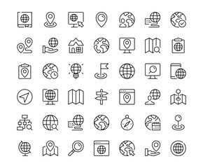 Wall Mural - navigation icons. outline symbols collection. premium vector line icons set