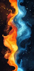 Wall Mural - abstract fiery and cool swirls create a vibrant and dynamic illustration