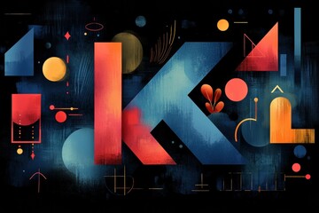 Wall Mural - colorful abstract mobile wallpaper featuring letter k with geometric shapes