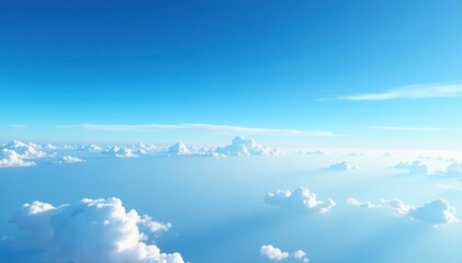 Wall Mural - High-altitude blue sky with wispy horizontal clouds giving a sense of vastness, sky, open