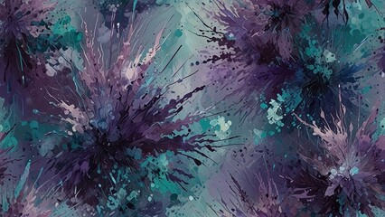 Jewel Tone Paint Splatter Background in Amethyst and Emerald