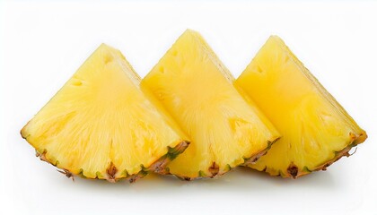 Canvas Print - Three juicy pineapple wedges on white background