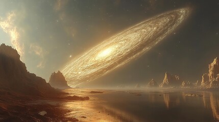 Wall Mural - cosmic collision of galaxies deep space digital art sci-fi fantasy vast universe awe-inspiring visua
