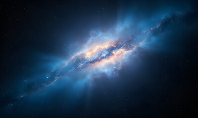 Wall Mural - glowing nebulae, stars in dark space suitable for science fiction, astronomy, or space-related conce