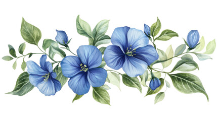 Watercolor flower of tropical spring floral blue on transparent background