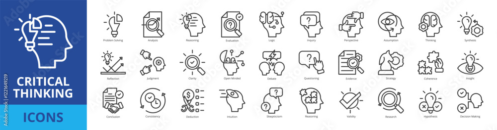 Critical thinking icon pack collection set with problem solving ...