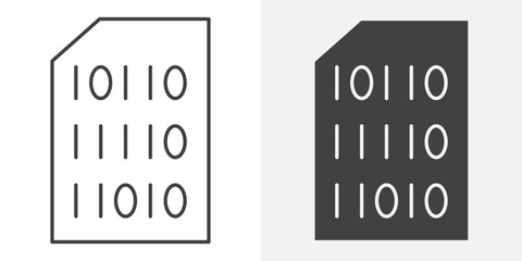 Binary code icon Outline vector sign
