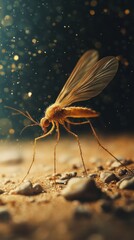Wall Mural - Enchanting and Mysterious Macro Photograph Capturing the Intricate Details and Luminous Beauty of a Tiny Fly Creature Surrounded by a Captivating Natural Environment