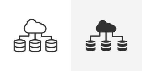 Wall Mural - cloud database icon outline vector sign