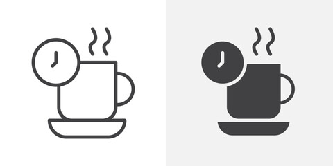 Wall Mural - Coffee time icon Outline vector sign