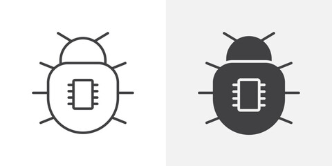 Computer bug icon Outline vector sign