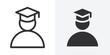© Hindi - Graduation icon Outline vector sign
