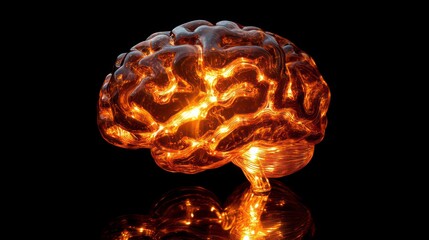 Wall Mural - radiant burst of light emanates from detailed brain model, symbolizing creativity and intelligence. 