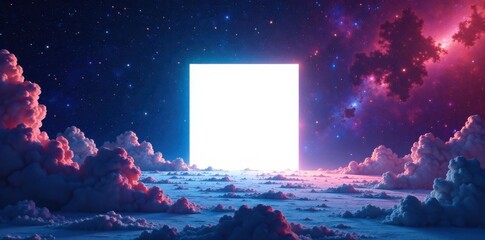 space exploration theme with abstract white square shape in a celestial environment , galaxy, astronomy
